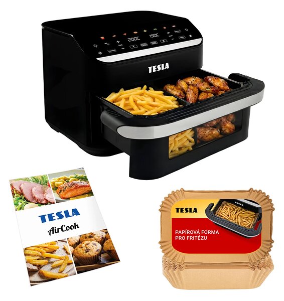 TESLA AirCook DualHeat QD575 XXL - multifunkční duální digitální horkovzdušná fritéza