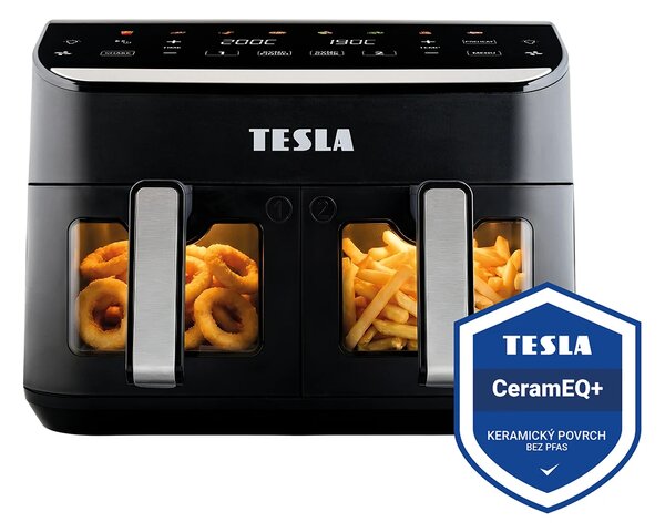 TESLA AirCook DualHeat QD464 XXL - multifunkční duální digitální horkovzdušná fritéza