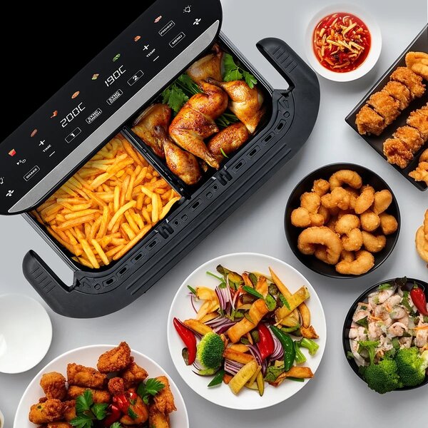 TESLA AirCook DualHeat QD575 XXL - multifunkční duální digitální horkovzdušná fritéza