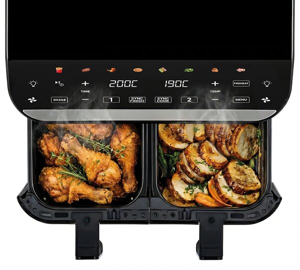TESLA AirCook DualHeat QD464 XXL - multifunkční duální digitální horkovzdušná fritéza