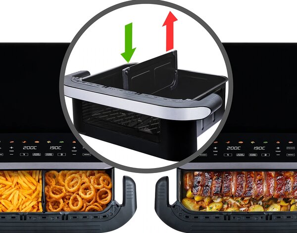 TESLA AirCook DualHeat QD575 XXL - multifunkční duální digitální horkovzdušná fritéza