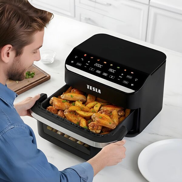 TESLA AirCook DualHeat QD575 XXL - multifunkční duální digitální horkovzdušná fritéza