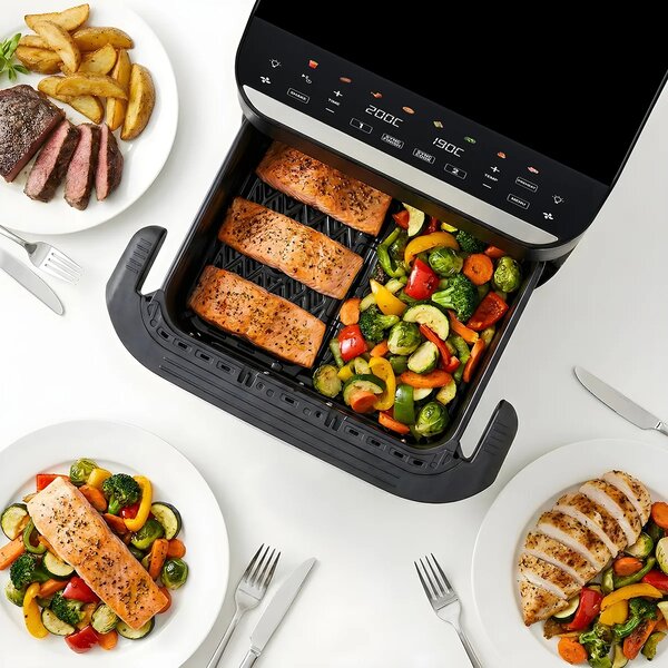 TESLA AirCook DualHeat QD575 XXL - multifunkční duální digitální horkovzdušná fritéza