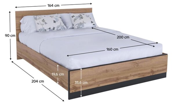 Manželská postel 160 cm Actualmente (dub wotan + černá)
