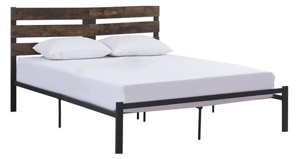 Manželská postel 160 cm Acabarian (černá + dub rustikal) (s roštem)
