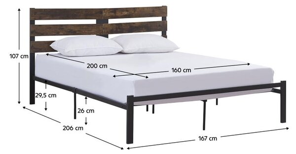 Manželská postel 160 cm Acabarian (černá + dub rustikal) (s roštem)