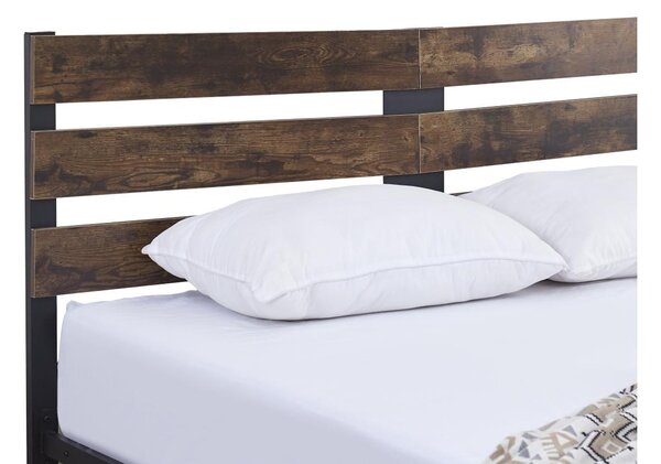Manželská postel 160 cm Acabarian (černá + dub rustikal) (s roštem)