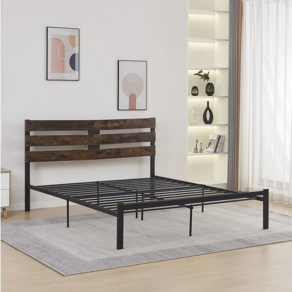 Manželská postel 160 cm Acabarian (černá + dub rustikal) (s roštem)