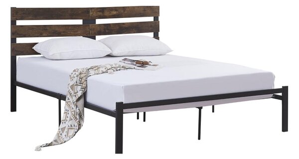 Manželská postel 160 cm Acabarian (černá + dub rustikal) (s roštem)