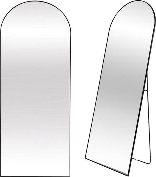 Zrcadlo – stojací – dekorace do pokoje – minimalistický design – kovový rám – 160x60 cm – černá barva