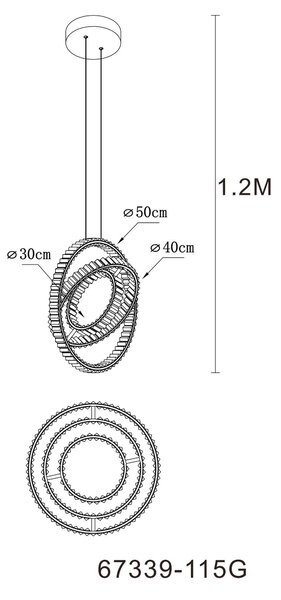 Hängeleuchte Neil, 50/40/120 cm Globo - Online Only svítidla, Online Only