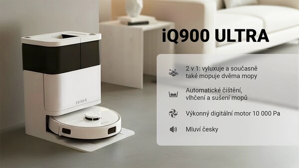 TESLA RoboStar iQ900 Ultra - laserový robotický vysavač 4v1