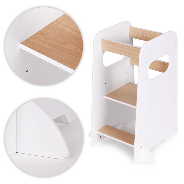 ECOTOYS FH-KF230092 Montessori učicí věž s nastavitelnou podestou 23 - 43 cm, bílá