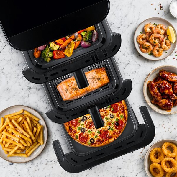 TESLA AirCook TrioZone Q636 XXL - multifunkční třízónová digitální horkovzdušná fritéza