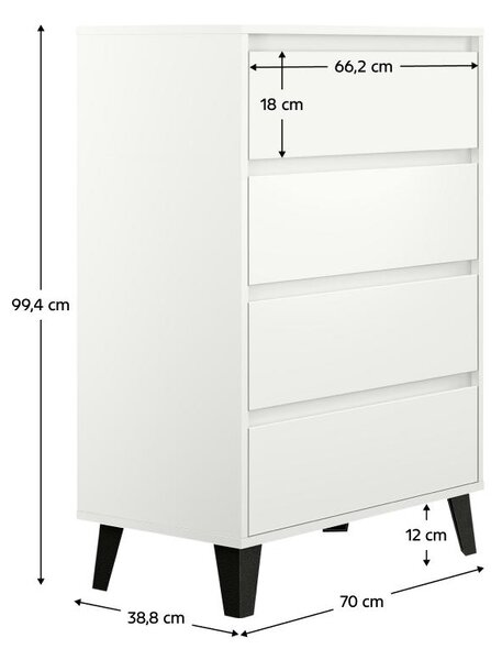 Komoda Brisas 4 (bílá + černá)