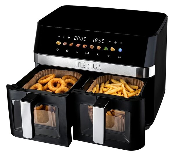 TESLA AirCook DualZone Q787 XXL Deluxe - multifunkční duální digitální horkovzdušná fritéza 2v1