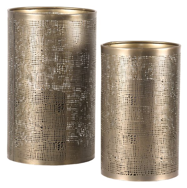 LABEL51 Sada svícnů L Set Candle Holders L 18x18x30 cm - Antiek goud - Metal