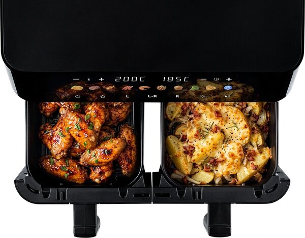TESLA AirCook DualZone Q787 XXL Deluxe - multifunkční duální digitální horkovzdušná fritéza 2v1