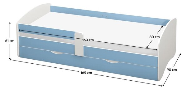 HezkýNábytek.cz Jednolůžková postel 80 cm Carecen (modrá + bílá) (s roštem) (s úl. prostorem). 1116280