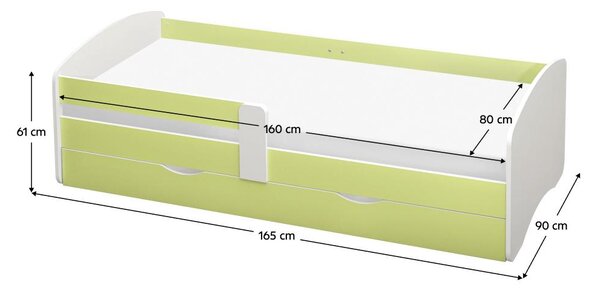 Jednolůžková postel 80 cm Carecen (zelená + bílá) (s roštem) (s úl. prostorem). 1116282