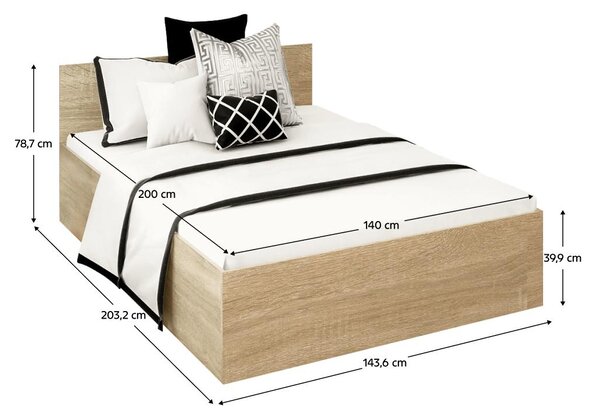 Manželská postel 140 cm Discutibles (dub sonoma) (s roštem) (s úl. prostorem)