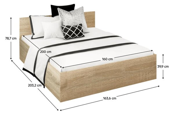 Manželská postel 160 cm Discutibles (dub sonoma) (s roštem) (s úl. prostorem)