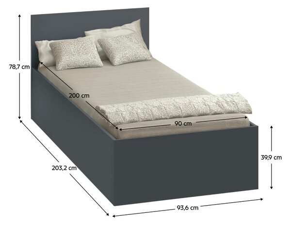 HezkýNábytek.cz Jednolůžková postel 90 cm Discutibles (grafit) (s roštem) (s úl. prostorem). 1116313