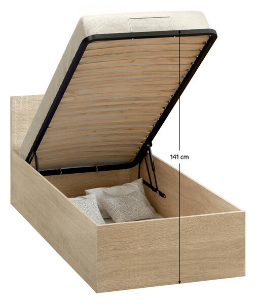 HezkýNábytek.cz Jednolůžková postel 90 cm Discutibles (dub sonoma) (s roštem) (s úl. prostorem). 1116312