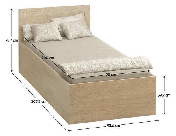HezkýNábytek.cz Jednolůžková postel 90 cm Discutibles (dub sonoma) (s roštem) (s úl. prostorem). 1116312