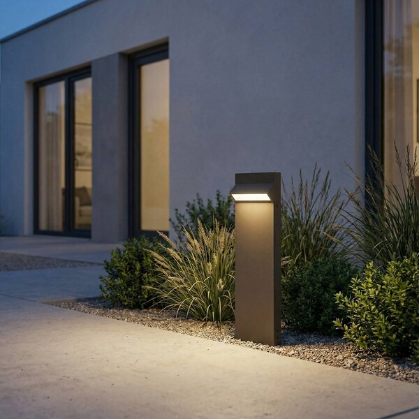 Arcchio LED osvětlení cesty Vonar, výška 50 cm, antracitová, Hliník / šedá / zinek, Hliník, Moderní