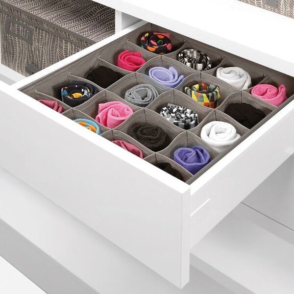 Organizér na ponožky a spodní prádlo FANCY HOME 40 x 35 x 10 cm, smetanová