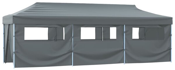 Skládací nůžkový stan s 8 bočními stěnami 3 x 9 m antracitový