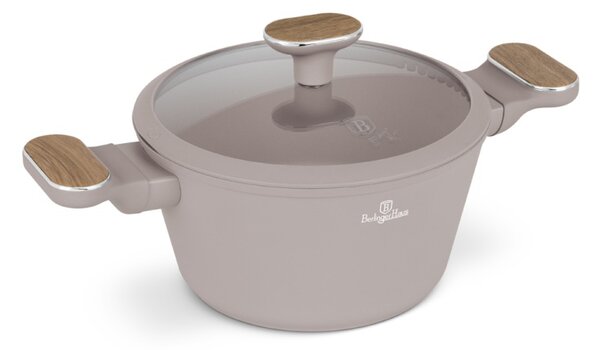 Kastrol s titanovým povrchem a poklicí 20 cm Taupe Nordic Collection