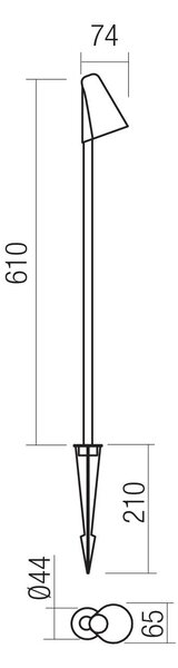 Redo Venkovní stojací LED lampa NIVALIS, v.600 cm s hrotem do země Barva: Rezavá, Teplota světla: 2700K
