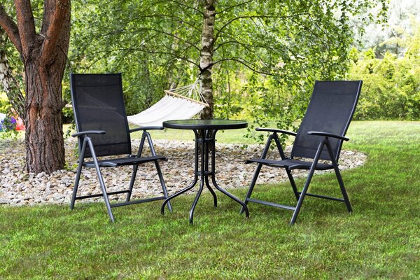 Zahradní stolek se skleněnou deskou MultiGarden SC-072 80 cm černý