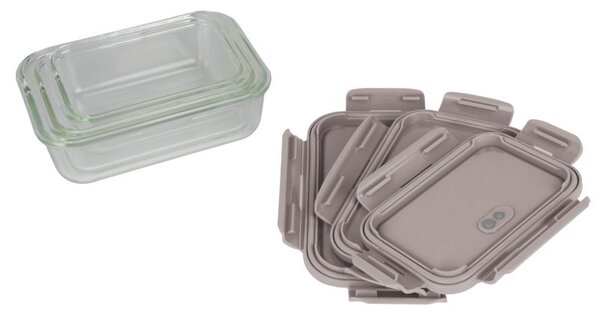 Dóza na potraviny s víkem skleněná sada 3 ks Taupe Collection
