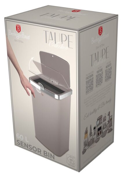 Koš odpadkový se senzorovým otvíráním 60 l Taupe Collection