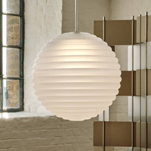 Tom Dixon LED závěsné světlo Press Sphere, matné, Ø 30 cm, stmívatelný, Bílá / opál, Obývací pokoj / jídelna, Sklo, Design