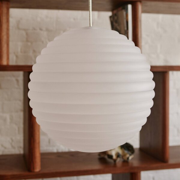 Tom Dixon LED závěsné světlo Press Sphere, matné, Ø 30 cm, stmívatelný, Bílá / opál, Obývací pokoj / jídelna, Sklo, Design