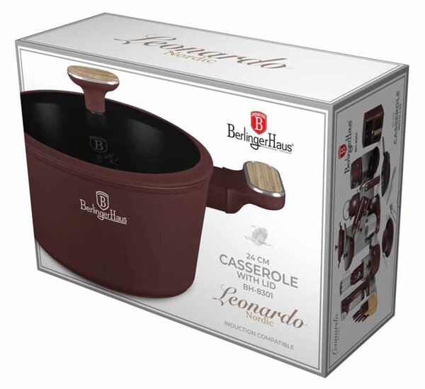 Kastrol s titanovým povrchem a poklicí 24 cm Leonardo Nordic Collection