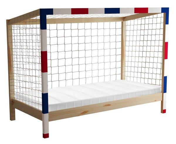 Dětská postel 90 cm Facilmente (přírodní + modrá + červená) (s roštem)