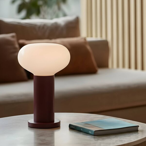 ALDEX Stolní lampa Flo, červená, Ø 19 cm, sklo, Červená, Obývací pokoj / jídelna, kov, Skandinávský