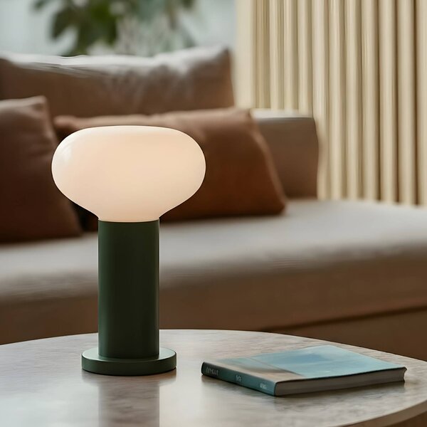 ALDEX Stolní lampa Flo, zelená, Ø 19 cm, sklo, Zelená, Obývací pokoj / jídelna, kov, Design