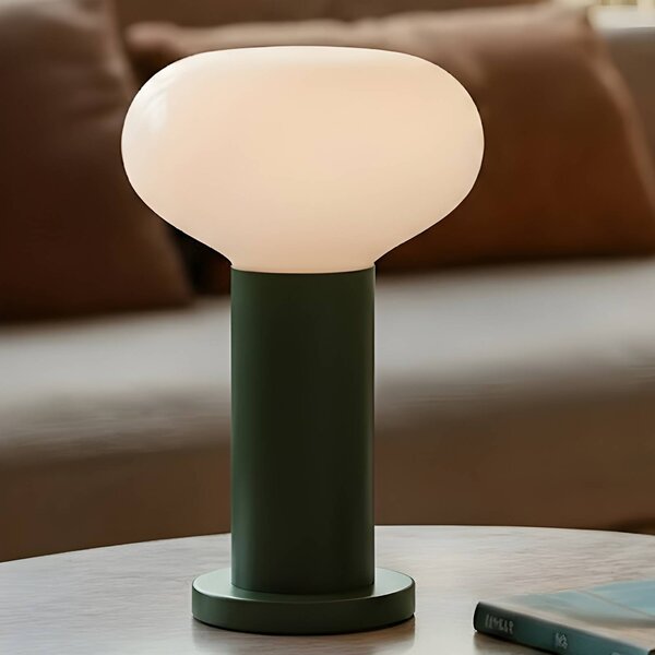 ALDEX Stolní lampa Flo, zelená, Ø 19 cm, sklo, Zelená, Obývací pokoj / jídelna, kov, Design