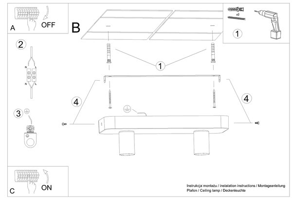 Sollux Lighting Stropní svítidlo TAVO 2