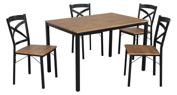 Jídelní set Hungrie (dub tmavý + černá) (pro 4 osoby)