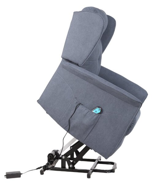 TV křeslo ušák RELIA s elektrickým polohováním — látka, šedá, nosnost 130 kg