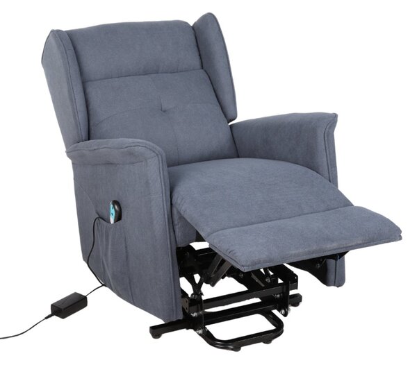 TV křeslo ušák RELIA s elektrickým polohováním — látka, šedá, nosnost 130 kg