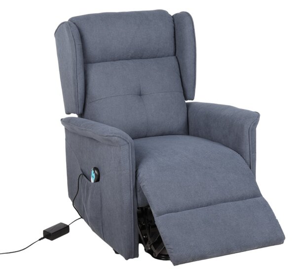 TV křeslo ušák RELIA s elektrickým polohováním — látka, šedá, nosnost 130 kg