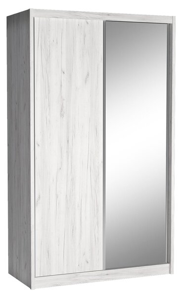 Šatní skříň KAROK | 143 cm | se zrcadlem | kraft bílý